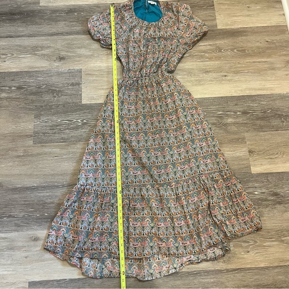 J. Crew Liberty Giorgia Duke Paisley Side Cut Out Puff Sleeve Midi Dress - 6 - Picture 10 of 16